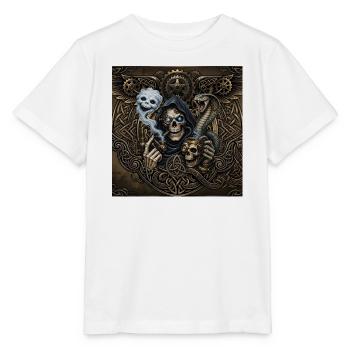 Keltischer Steampunk-Sensenmann - Stanley/Stella Kinder T-Shirt MINI CREATOR  - Weiß - Vorne - Maike (125cm)