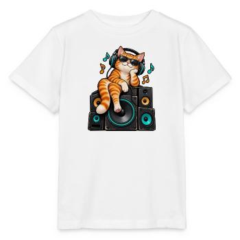 KatzenDJ auf Lautsprechern - Stanley/Stella Kinder T-Shirt MINI CREATOR  - Weiß - Vorne - Maike (125cm)