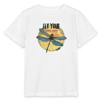 Flieg deinen eigenen Weg, Dragonfly Circle - Stanley/Stella Kinder T-Shirt MINI CREATOR  - Weiß - Vorne - Maike (125cm)