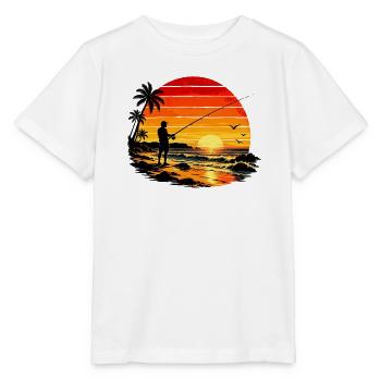 Sunset Fisherman-Silhouette - Stanley/Stella Kinder T-Shirt MINI CREATOR  - Weiß - Vorne - Maike (125cm)