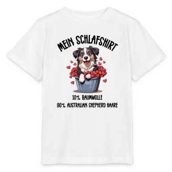 Aussie Welpe Eimer Herzen Schlafshirt - Stanley/Stella Kinder T-Shirt MINI CREATOR  - Weiß - Vorne - Maike (125cm)