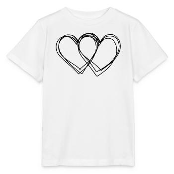 Doppelherz handgezeichnet - Stanley/Stella Kinder T-Shirt MINI CREATOR  - Weiß - Vorne - Maike (125cm)