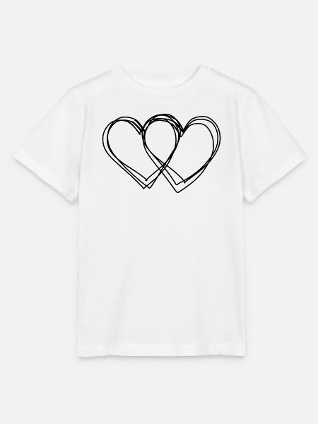Doppelherz handgezeichnet - Stanley/Stella Kinder T-Shirt MINI CREATOR  - Weiß
