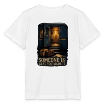 Jemand freut sich, dass du es geschafft hast - Stanley/Stella Kinder T-Shirt MINI CREATOR  - Weiß - Vorne - Maike (125cm)