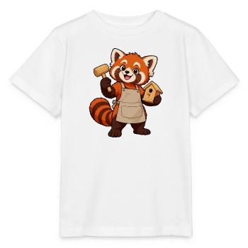 Holzbearbeitung Rotpanda mit Vogelhaus - Stanley/Stella Kinder T-Shirt MINI CREATOR  - Weiß - Vorne - Maike (125cm)