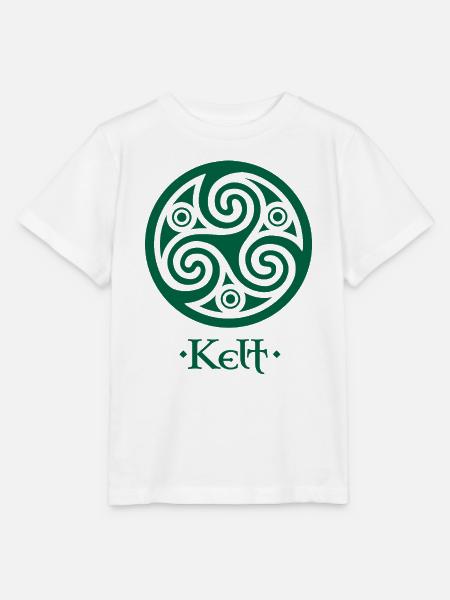 Grünes Triskelion und Schild Kelt - Stanley/Stella Kinder T-Shirt MINI CREATOR - Weiß