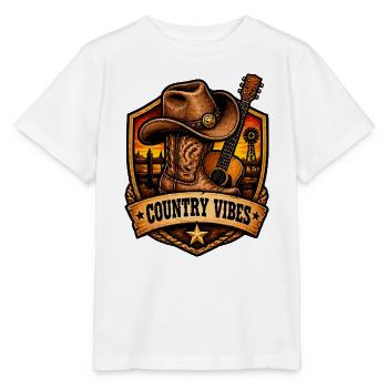 Country Vibes Western Sunset Shield - Stanley/Stella Kinder T-Shirt MINI CREATOR  - Weiß - Vorne - Maike (125cm)