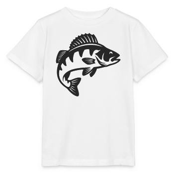 Barsch Raubfisch Silhouette - Stanley/Stella Kinder T-Shirt MINI CREATOR  - Weiß - Vorne - Maike (125cm)