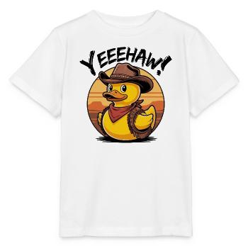 Cowboy-Gummiente, Wilder Westen, Yeehaw! - Stanley/Stella Kinder T-Shirt MINI CREATOR  - Weiß - Vorne - Maike (125cm)