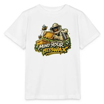 Imkerheld: Mind Your Beeswax - Stanley/Stella Kinder T-Shirt MINI CREATOR  - Weiß - Vorne - Maike (125cm)