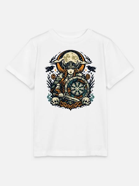 Mondnacht Valkyrie mit Schild - Stanley/Stella Kinder T-Shirt MINI CREATOR  - Weiß