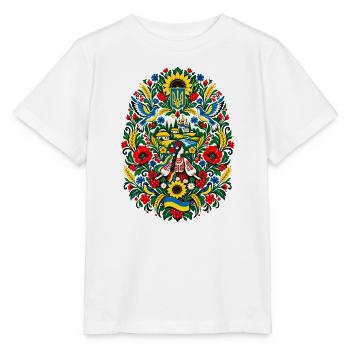 Ukraine | Sonnenblumen & Volkskunst - Stanley/Stella Kinder T-Shirt MINI CREATOR  - Weiß - Vorne - Maike (125cm)