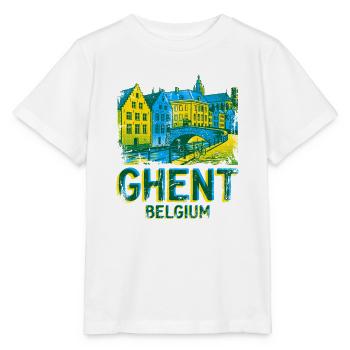 Vintage Illustrated Travel Poster Of Ghent Belgium - Stanley/Stella Kinder T-Shirt MINI CREATOR  - Weiß - Vorne - Maike (125cm)