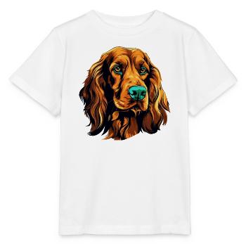 Farbiges Hundeporträt Spaniel - Stanley/Stella Kinder T-Shirt MINI CREATOR  - Weiß - Vorne - Maike (125cm)