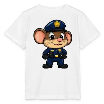 Mäuse Polizei / Polizistin Maus - Stanley/Stella Kinder T-Shirt MINI CREATOR  - Weiß - Vorne - Maike (125cm)