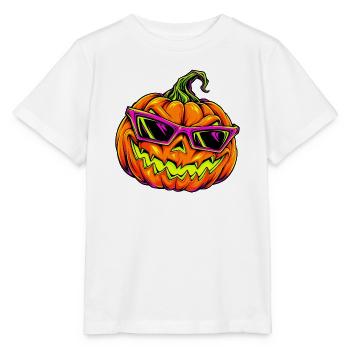 Neon Kürbis mit Sonnenbrille - Stanley/Stella Kinder T-Shirt MINI CREATOR  - Weiß - Vorne - Maike (125cm)