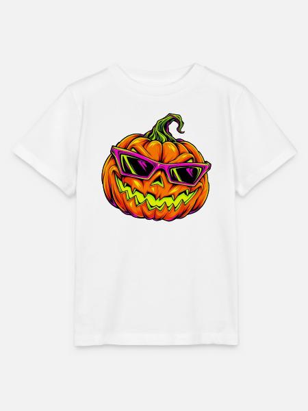 Neon Kürbis mit Sonnenbrille - Stanley/Stella Kinder T-Shirt MINI CREATOR - Weiß