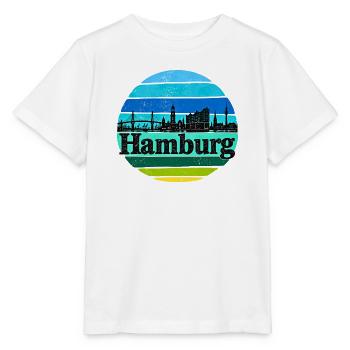 Hamburg Skyline - Sonnenuntergang - Alster - Elbe - Stanley/Stella Kinder T-Shirt MINI CREATOR  - Weiß - Vorne - Maike (125cm)