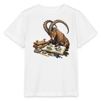 Steinbock führt ein Alpenherbarium - Stanley/Stella Kinder T-Shirt MINI CREATOR  - Weiß - Vorne - Maike (125cm)