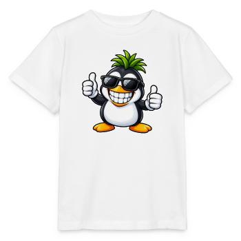 Cooler Pinguin mit Ananas Frisur - Stanley/Stella Kinder T-Shirt MINI CREATOR  - Weiß - Vorne - Maike (125cm)