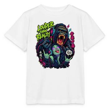 Lauter als Realität Neon-Gorilla - Stanley/Stella Kinder T-Shirt MINI CREATOR  - Weiß - Vorne - Maike (125cm)