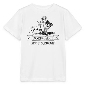 Dorfmädel mit Lamm – Und stolz drauf - Stanley/Stella Kinder T-Shirt MINI CREATOR  - Weiß - Vorne - Maike (125cm)