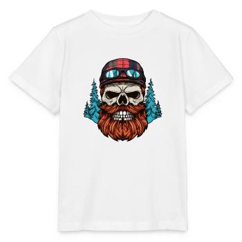 Skull Rider: Waldbart-Motorrad-Design - Stanley/Stella Kinder T-Shirt MINI CREATOR  - Weiß - Vorne - Maike (125cm)