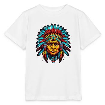 Bunter Indianerhäuptling Kopfschmuck - Stanley/Stella Kinder T-Shirt MINI CREATOR  - Weiß - Vorne - Maike (125cm)