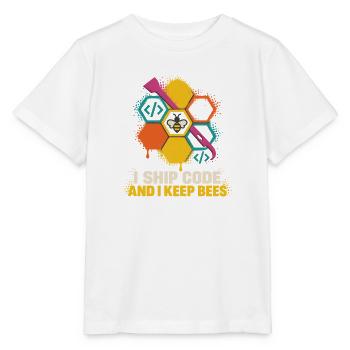 Bienen, Code und bunte Sechsecke - Stanley/Stella Kinder T-Shirt MINI CREATOR  - Weiß - Vorne - Maike (125cm)