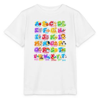 Buntes Tieralphabet für Kinder - Stanley/Stella Kinder T-Shirt MINI CREATOR  - Weiß - Vorne - Maike (125cm)