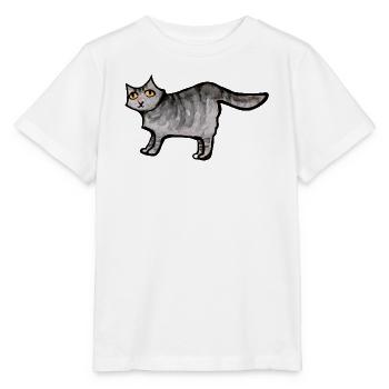 Schnurrbart-Aquarellkatze - Stanley/Stella Kinder T-Shirt MINI CREATOR  - Weiß - Vorne - Maike (125cm)