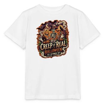 Creep It Real Vintage Halloween-Skelett - Stanley/Stella Kinder T-Shirt MINI CREATOR  - Weiß - Vorne - Maike (125cm)