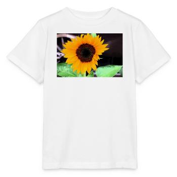 Große Sonnenblume im Garten - Stanley/Stella Kinder T-Shirt MINI CREATOR  - Weiß - Vorne - Maike (125cm)
