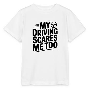 Mein Fahren macht mir auch Angst - Stanley/Stella Kinder T-Shirt MINI CREATOR  - Weiß - Vorne - Maike (125cm)