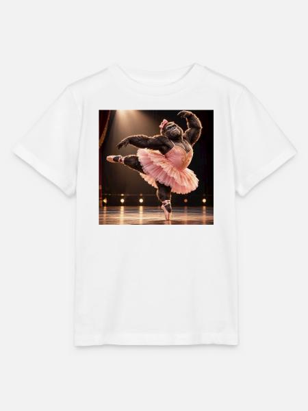 Gorilla-Ballerina-Pink in Tutu - Stanley/Stella Kinder T-Shirt MINI CREATOR  - Weiß