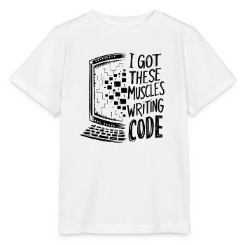 Ich habe diese Muskeln beim Code-Programmieren bekommen - Stanley/Stella Kinder T-Shirt MINI CREATOR  - Weiß - Vorne - Maike (125cm)