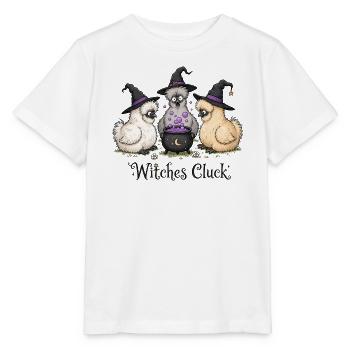 Seidenhühner Hexen Witches - Cluck Halloween - Stanley/Stella Kinder T-Shirt MINI CREATOR  - Weiß - Vorne - Maike (125cm)