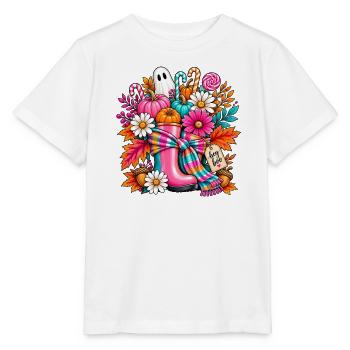 Hey Boo Herbst-Halloween - Stanley/Stella Kinder T-Shirt MINI CREATOR  - Weiß - Vorne - Maike (125cm)