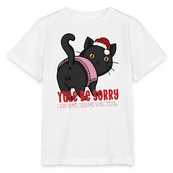 Weihnachtskatze Weihnachtsmütze Weihnachtsmütze Sei entschuldigt Lametta-Humor - Stanley/Stella Kinder T-Shirt MINI CREATOR  - Weiß - Vorne - Maike (125cm)