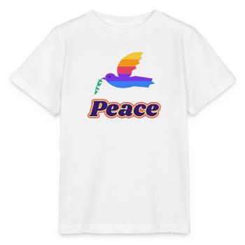 Friedenstaube Retro – Peace Taube 70er - Stanley/Stella Kinder T-Shirt MINI CREATOR  - Weiß - Vorne - Maike (125cm)