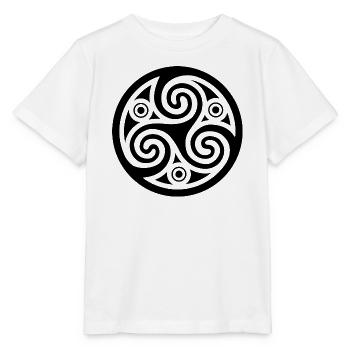 Schwarzes keltisches Triskele-Symbol - Stanley/Stella Kinder T-Shirt MINI CREATOR  - Weiß - Vorne - Maike (125cm)