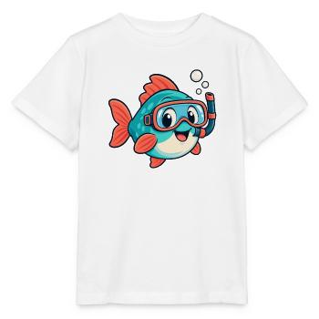 Fisch mit Schnorchel - Stanley/Stella Kinder T-Shirt MINI CREATOR  - Weiß - Vorne - Maike (125cm)