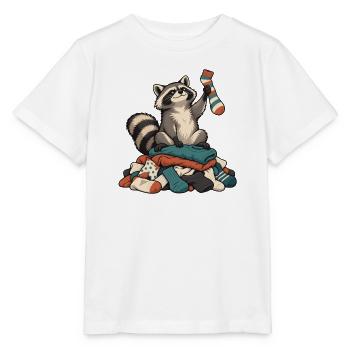 Waschbär auf dem Wäscheberg - Stanley/Stella Kinder T-Shirt MINI CREATOR  - Weiß - Vorne - Maike (125cm)
