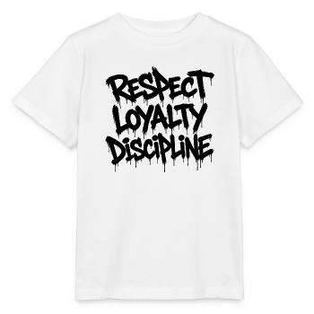 Respect Loyalty Discipline Text Statement Shirt - Stanley/Stella Kinder T-Shirt MINI CREATOR  - Weiß - Vorne - Maike (125cm)
