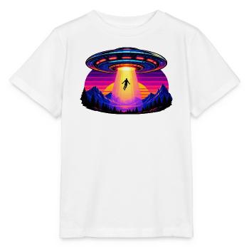 Neon-UFO im Sonnenuntergang - Stanley/Stella Kinder T-Shirt MINI CREATOR  - Weiß - Vorne - Maike (125cm)