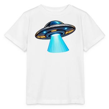 UFO Lichtstrahl Alien-Design - Stanley/Stella Kinder T-Shirt MINI CREATOR  - Weiß - Vorne - Maike (125cm)