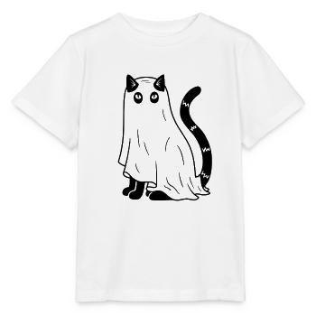 Halloween Katze Gespenst - Schwarz - Stanley/Stella Kinder T-Shirt MINI CREATOR  - Weiß - Vorne - Maike (125cm)