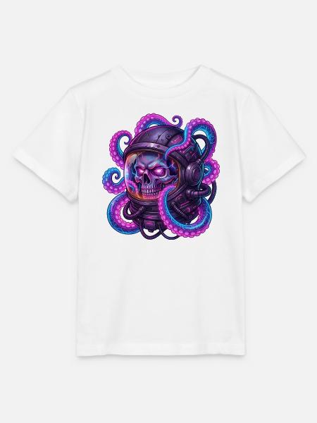 Astronaut Totenkopf mit Krake - Stanley/Stella Kinder T-Shirt MINI CREATOR  - Weiß