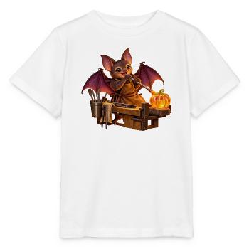Fledermaus bläst einen Glaskürbis - Stanley/Stella Kinder T-Shirt MINI CREATOR  - Weiß - Vorne - Maike (125cm)