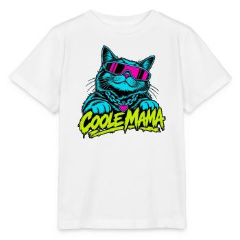 Coole Mama Katze Neon-Grafik - Stanley/Stella Kinder T-Shirt MINI CREATOR  - Weiß - Vorne - Maike (125cm)